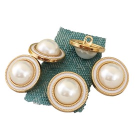 10 PCS Gold Pearl Buttons Plastic Shank for Garment Clothing Accessories Fit Sewing Scrapbooking Garment DIY Decoration