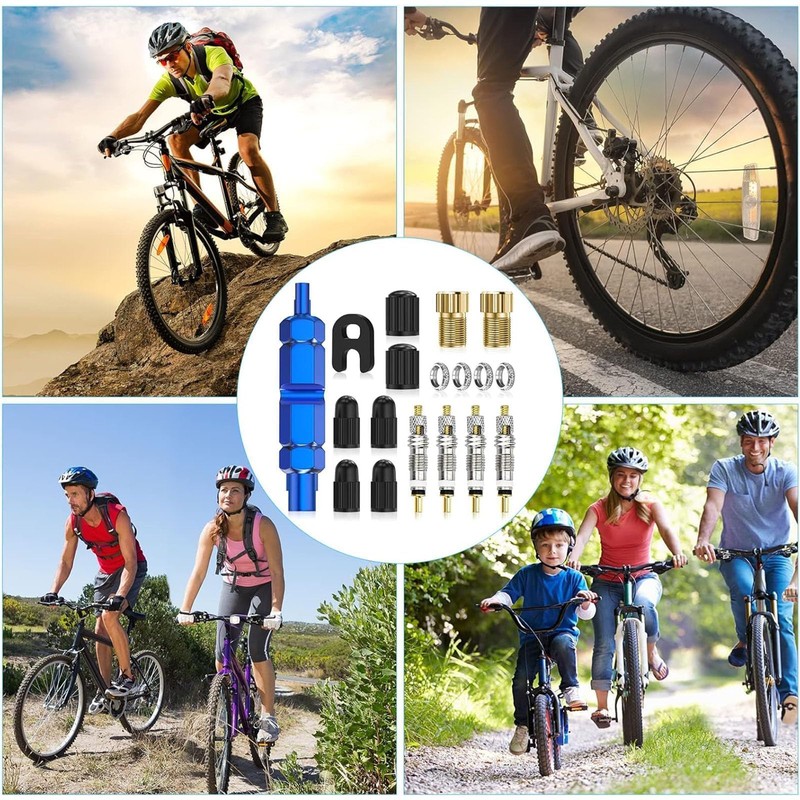 Set di attrezzi per valvole per bicicletta, 19 pezzi, Presta