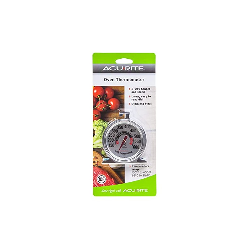 AcuRite 00620A2 Stainless Steel Oven Thermometer (150°F to 600°F)