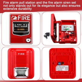 Relaxweex 8 Pcs Fire Alarm Pull Station Fire Warning Siren 12/24V DC Sound and Light Emergency Alarm Dual Action Manual Call Point with Key Security Horn Buzzer for Home or Office