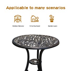 JARDIN DE CENTENNIAL Patio Bistro Set.Rust-Resistant Cast Aluminum Bistro Table Set with Umbrella Hole for Backyard (Leaf DESIGNCOPPER)