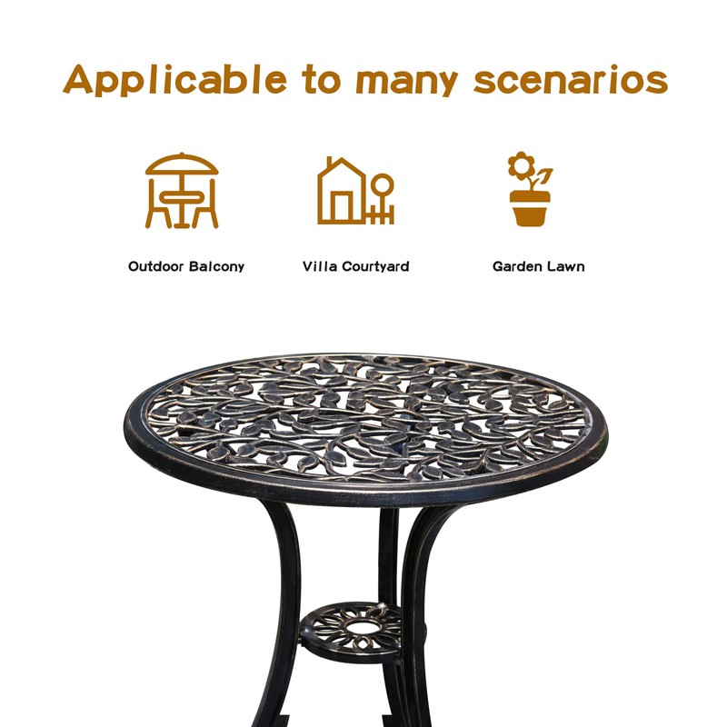 JARDIN DE CENTENNIAL Patio Bistro Set.Rust-Resistant Cast Aluminum Bistro Table