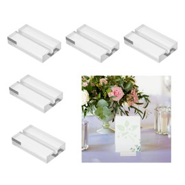 uxcell 5 Pcs Acrylic Place Card Holders 1.2 Inch Clear Table Number Name Card Sign Holders Display Stand for Display Paper Game Piece Price Board Photos Memos Menus Labels, 30 x 50 mm