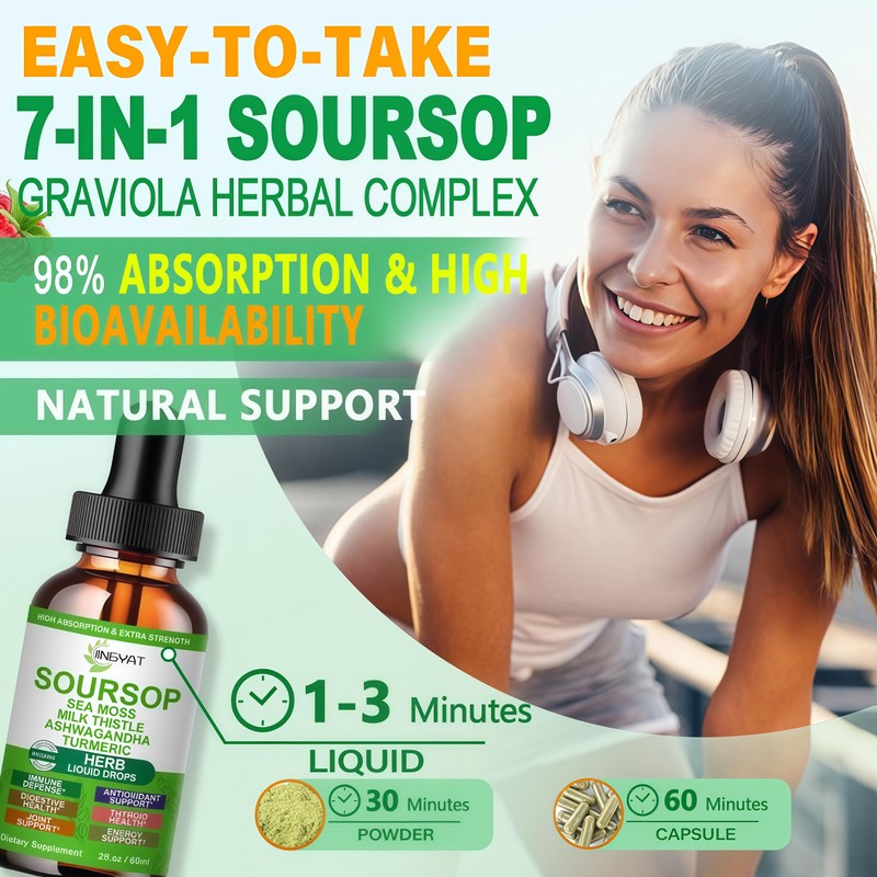 Organic Soursop Drops, Soursop Bitters Liquid w/Sea Moss Ashwagandha Milk