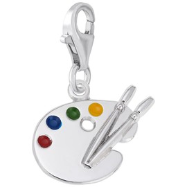 Sterling Silver Artist Palette Charm with Lobster Claw Clasp, Charms for Bracelets and Necklaces