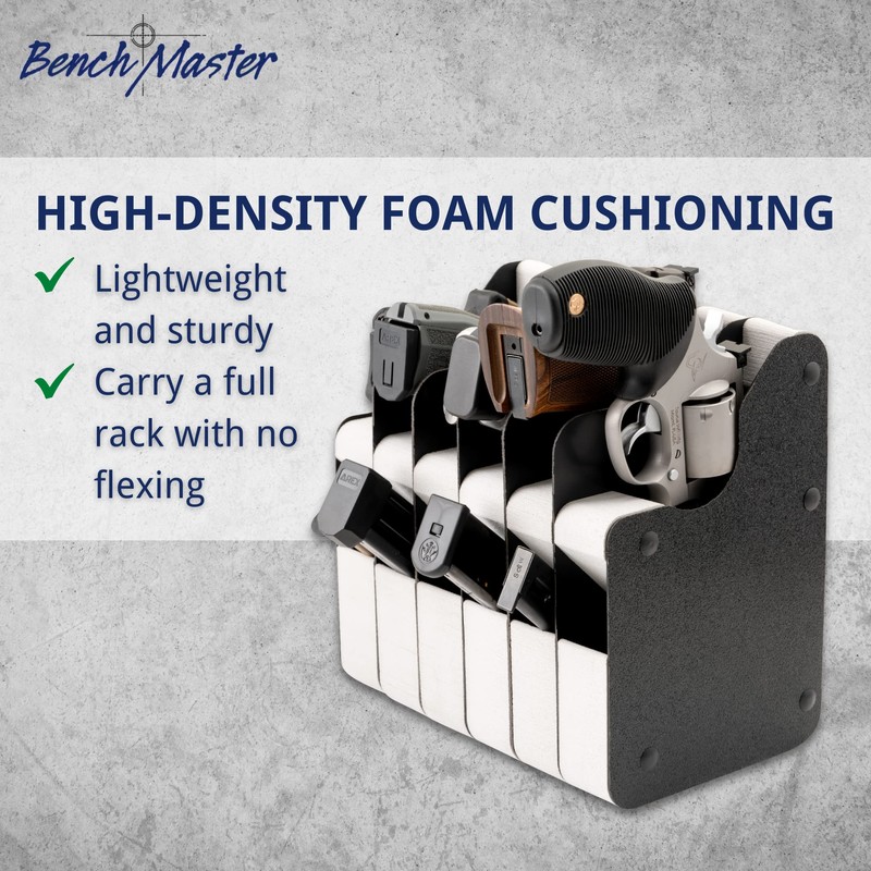 BenchMaster Vertical Pistol Rack, Handgun Safe Storage, Holds 2 to