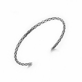 SUGARKITTEN LONDON Sterling Silver Oxidized Solid Snake Knot Cuff Bangle Small Wrist 15cm 6''