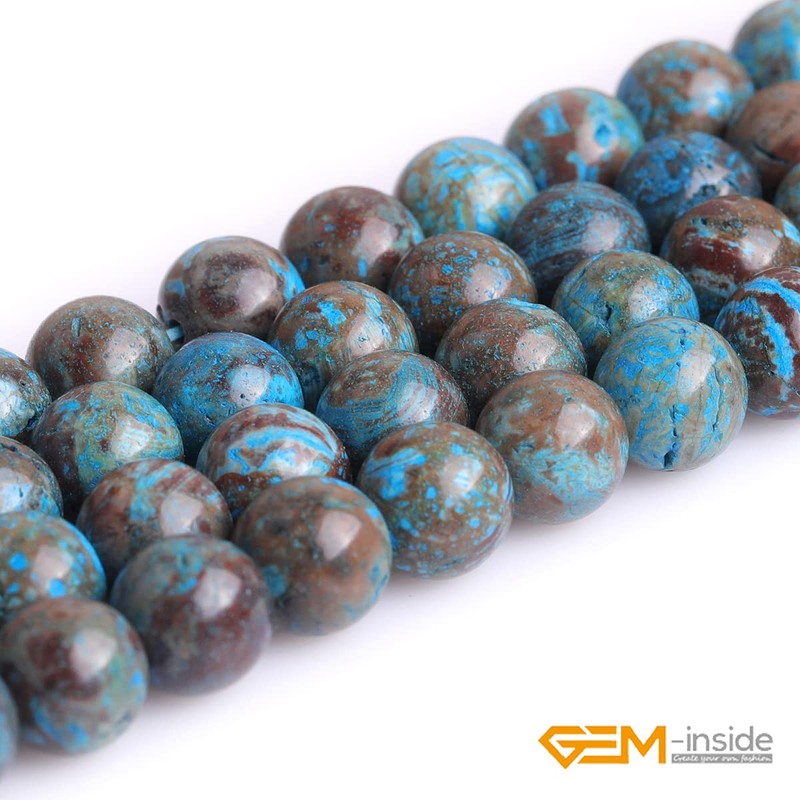 GEM-inside 8mm Round Smooth Dyed Blue Sea Sediment Jasper Jewelry