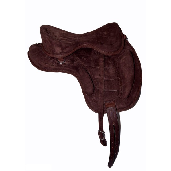 Aces Equine General Purpose Horse Treeless FREEMAX Suede Saddle Brown Color 16” & 17” Inch Seat Available (Brown, 17)