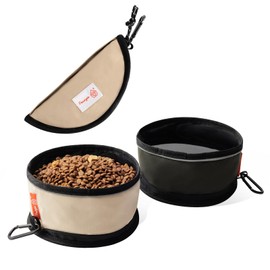Pawyee Dog Food Bag Pet Collapsible Dog Bowls Portable and Light for Food and Water Camping Travel (Sand)