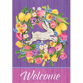 Briarwood Lane Bunny Wreath Easter Garden Flag Welcome Tulips Floral 12.5" x 18"