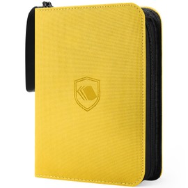 440 Pockets Trading Card Binder, PU Cover Zipper Card Collection Album, Sturdy Card Folder Holder for MTG, TCG, Game Cards, Sports Cards (Yellow, 4 Pocket)