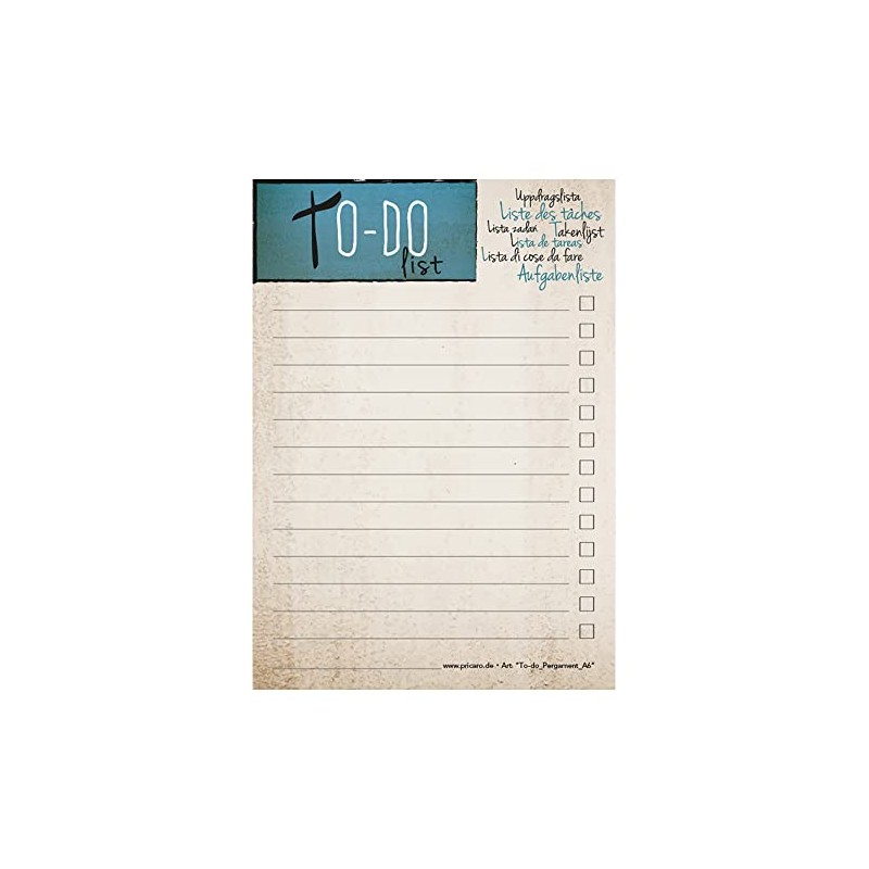 PRICARO A6 Parchment To-Do List (Pack of 5)
