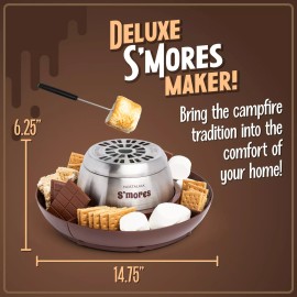 Nostalgia Indoor Electric S'mores Maker with Roasting Forks and Compartment Trays
