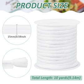 BENECREAT - Embellecedor de cordón de tubería blanca de 10 yardas, cinta de poliéster de 5/8 pulgadas, ribete de tapicería para costura de cordón de labios