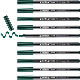 edding 1255 calligraphy pen - bottlegreen - box of 10 - calligraphy nib 5 mm - fibre pen for paper, wood, terracotta, canvas - hand lettering, bullet journals, thank you cards, calligraphy books