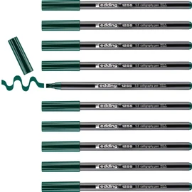 edding 1255 calligraphy pen - bottlegreen - box of 10 - calligraphy nib 5 mm - fibre pen for paper, wood, terracotta, canvas - hand lettering, bullet journals, thank you cards, calligraphy books