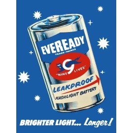 Eveready 9 Lives Leak Proof Batteries NEW METAL SIGN: 9x12" & Ships Free