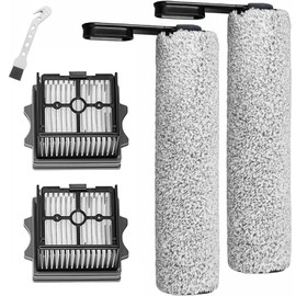 DianSung Brush Roll + Filter Replacement Parts for Tineco Floor One S5 Combo / S5 Combo Power Kit Wet and Dry Vacuum Cleaner, Accessory Set 2 Brush Rollers + 2 Filters + 1 Cleaning Brush