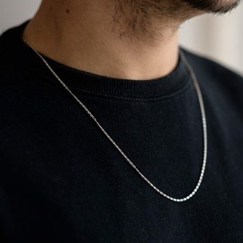 MATERIA by Matthias Wagner S Curb Chain Silver 925 Women Men 1.6 mm Diamond-Coated Rhodium-Plated 40-80 cm, Sterling Silver, No Gemstone