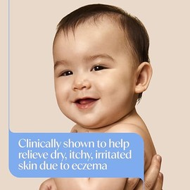 Aveeno Baby - Bálsamo corporal nocturno para tratamiento del eccema, hidratante para el tratamiento del eccema, ceramidas, complejo triple de avena, c