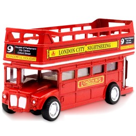 Classic Taxi Bus Double Decker Red Bus Models Toy Metal Die Cast Free Wheeling Action Toy Models Pull Back City Bus ModelsToy Accessories for Kids and Collectors -E