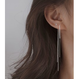 SLUYNZ 925 Sterling Silver Dangle Earrings Chain for Women Teens Long Dangle Chain Earrings Tassel