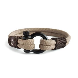 Mens Rope Bracelet - Stainless Steel Black Shackle, Extremely Durable and Scratch Resistant Waterproof Paracord, Handmade, Nautical Wristband for Men B-5-7