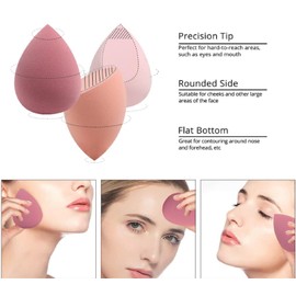 rynn&rae 7 Pcs/Jar Latex-Free Makeup Sponges Set Beauty Blenders Make up for foundation Blending Sponge Liquid Cream Powder/maquillaje Esponjas para maquillaje (Pink - 7 pcs/jar)