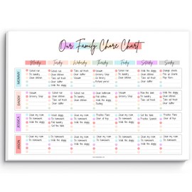 Family Chore Chart Notepad - Family planner, Calendar, Household Command Center | 50 Undated Tear Away Sheets | A4 Rainbow