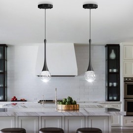 cenzoz Modern Kitchen Island Pendant Lights Black LED Dimmable Chandeliers for Dining Room Hallway Bedroom Crystal Pendant Lighting 3000K - 6000K