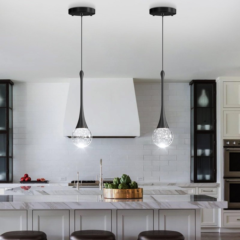 cenzoz Modern Kitchen Island Pendant Lights Black LED Dimmable Chandeliers