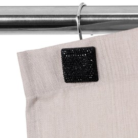 Black Shower Curtain Hooks Rings: Bling Glitter Sparkle Shiny Crystal Diamond Decorative Christmas Shower Curtain Rings - Luxury Fancy Glam Square Rhinestones Curtain Hangers for Bathroom - Set of 12