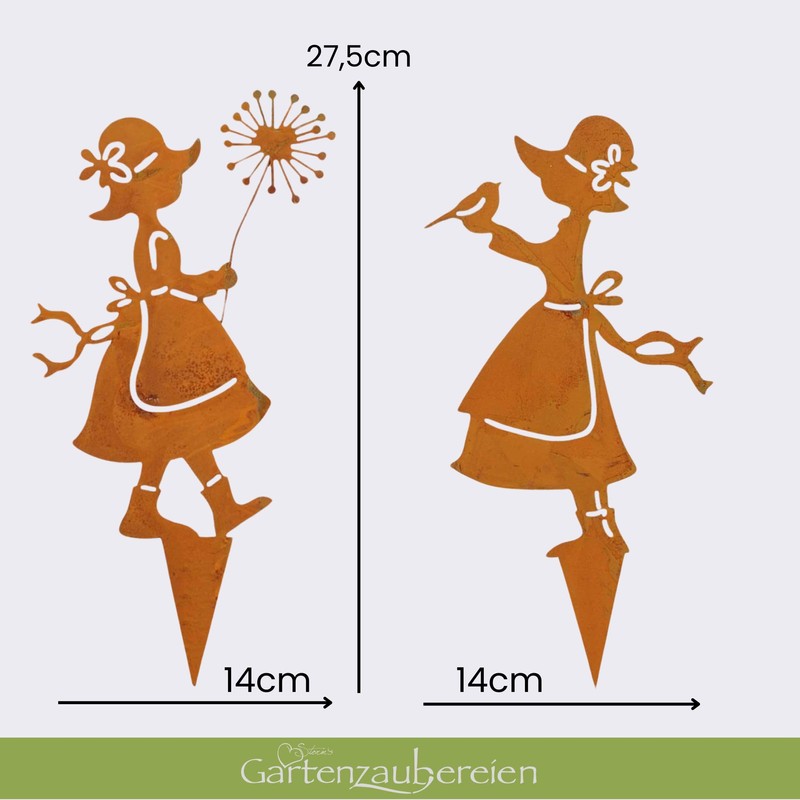 Storm's Gartenzaubereien Flower Stake Girl with Dandelion and Bird Set