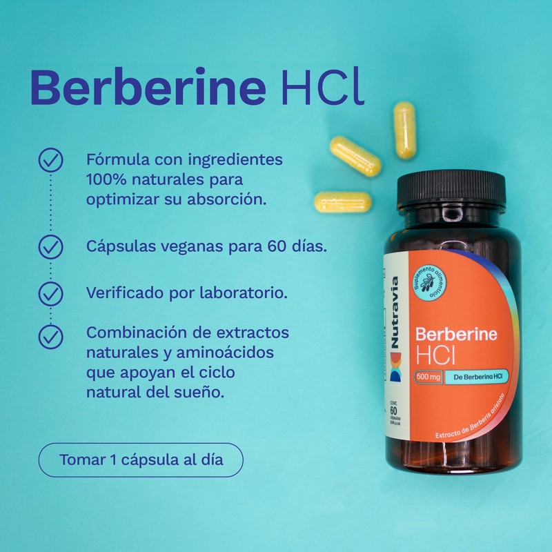 Nutravia Berberina 500mg Capsulas - Suplementos para Mujer y Hombre