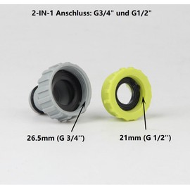 Tap Connector, 1/2 Inch 3/4 Inch 2-in-1 Garden Tap Connector, Tap Connector, Hose Connection Set for Garden Watering, Plastic Garden Hose Thread Connection Tap Adapter