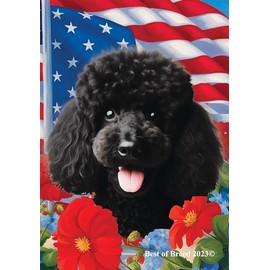 Poodle Black - Best of Breed All-American Patriotic I Garden Flags