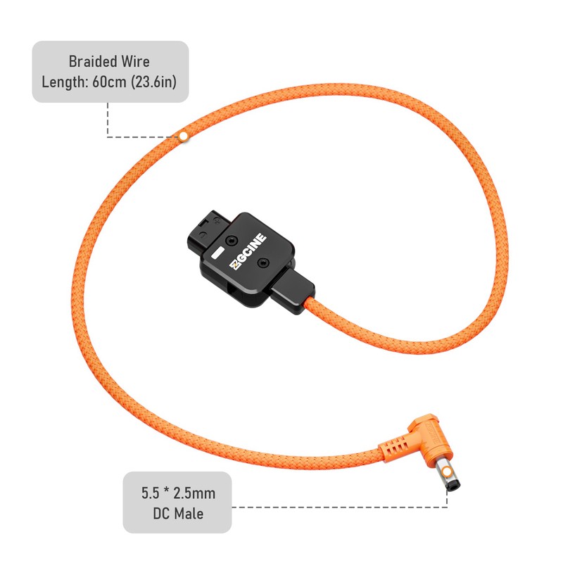 ZGCINE D-Tap to 5.5*2.5mm DC Connector Power Cable 60cm Length