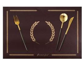 Placemats Set of 6 Place Vinyl mats Wipeable Heat Resistant Table Mats Waterproof Oil-Proof Washable 12 X 17 Inch for Indoor,Kitchen, Dining, Outdoor (Brown)