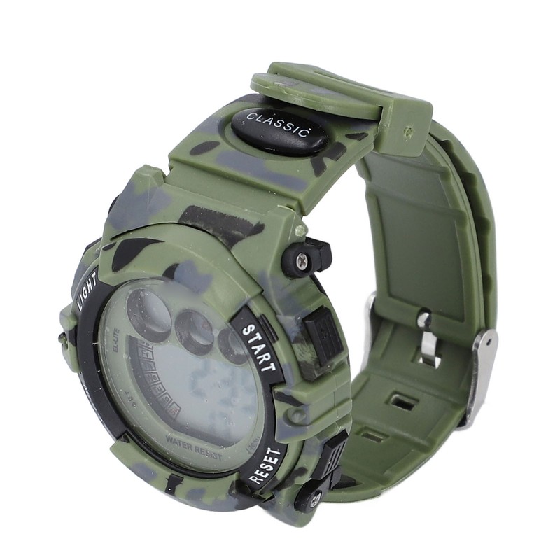 Camouflage Green Kids Watch 7 Colors LED 50M Waterproof Digital