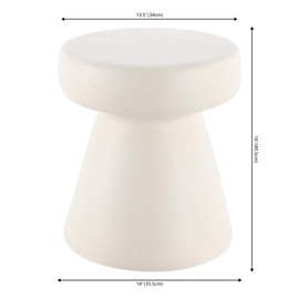 SAFAVIEH Home Collection Nomo Modern Cream Ceramic 16-inch Decorative Accent Garden Stool for Living Room, Bathroom, Patio, Side Table, Plant Stand (Fully Assembled)