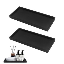 2 Stück Badezimmer Tablett Organizer, Deko Tablett Rechteckig, Silikon Ablageschale Schminktisch Deko Tablett, Marmortablett, Home Dekoration Tabletts für Badezimmer, Küchen und Toiletten (Schwarz)