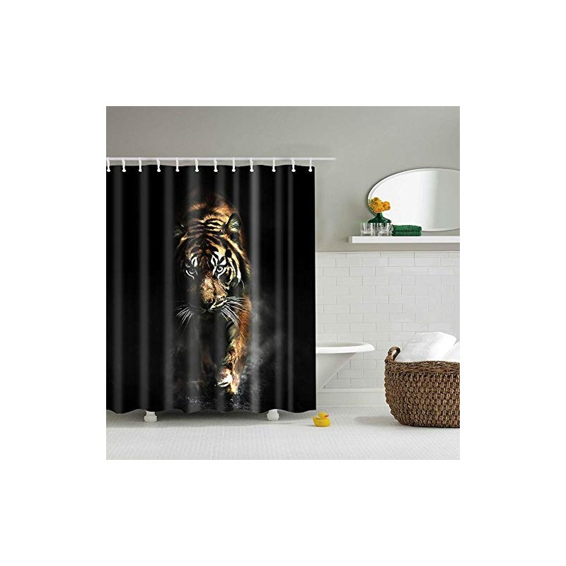 Boyouth Tiger Shower Curtains Digital Print Black Bathroom Decoration Polyester