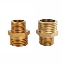 D&DHardware Double Nipple Brass Male Thread G 3/8 Inch x 1/4 Inch, Reducers 3/8 Inch to 1/4 Inch, 2 Pieces Reducing Nipples for Water Pipe