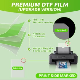 Aoder DTF Transfer Film A4 (8.3" x 11.7") 50 Sheets, Double Side Matte DTF Film, Clear PreTreat PET Transfer Paper for T-Shirts Textile, A4 DTF Transfer Film for Epson Inkjet Printer (Upgrade Version)