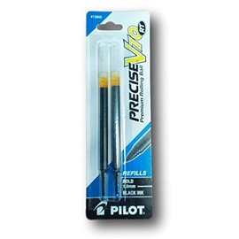 PILOT Precise V10 RT Ink Refills for Bold Pens, 1.0 mm, Black Ink, 2-Pack (13905)