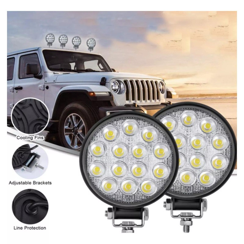 faros de niebla Par Faros 14 Leds Redondo Mini Slim