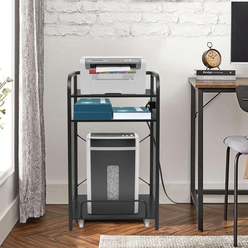 3-Tier Printer and Shredder Stand with Pull Out Shelf, 20"