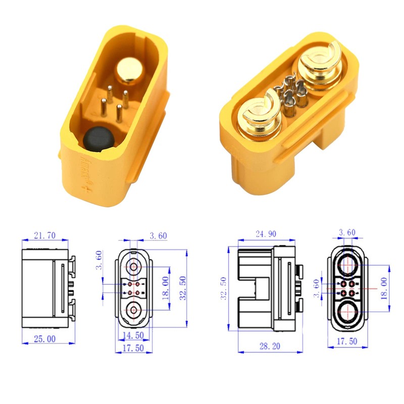 Amass AS150U Conector de alta corriente CC, cabeza de plátano,