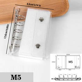 CHYG Transparent Seal Binder for Girls, Removable M5 Cute Sticker Notebook, Includes 20 Loose Papers, Refillable, 5 Holes, Micro 5 Seals, Storage, Popular Goods (Transparent Set)